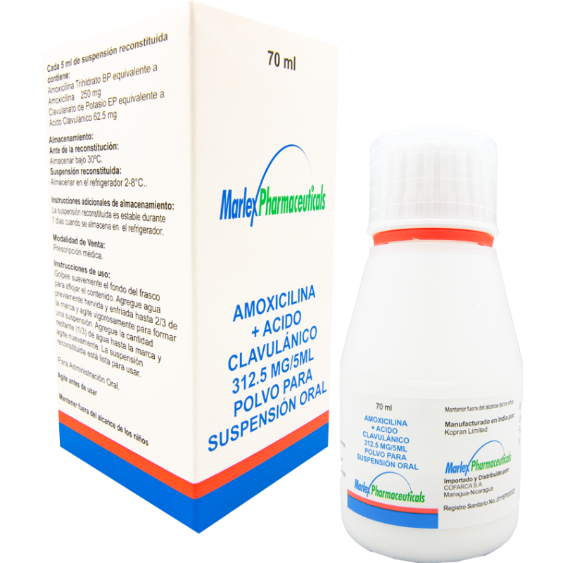 AMOXICILINA + ACIDO CLAVULÁNICO 312.5 MG/ 5ML POLVO PARA SUSPENSIÓN ORAL